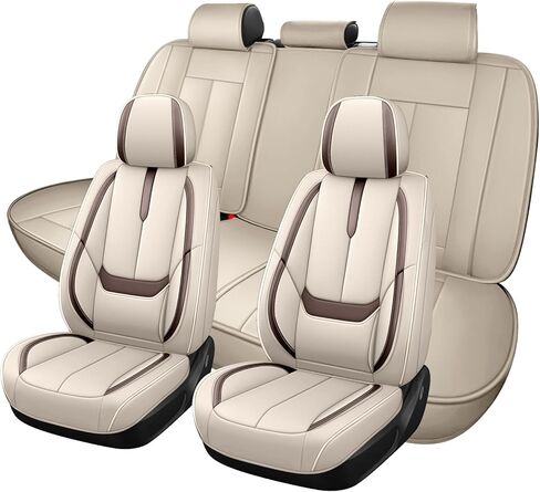 Car Seat Covers Full Set for Honda Passport 2019-2026,Waterproof Faux Leather Seat Protector, Split Bench Compatible, Breathable Auto Accessories Universal Fit SUV Sedan(Black/Orange,5 Seat) in Kuwait