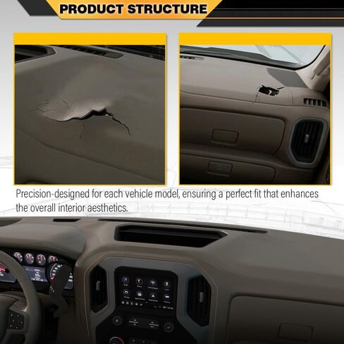 غطاء لوحة القيادة متوافق مع Chevy & GMC C1500 C2500 C3500 K1500 K2500 K3500 1988-1994 Fit Chevy C1500/2500/3500 Suburban/Blazer وGMC Yukon 1992-1994 مادة TPE رمادية in Saudi Arabia