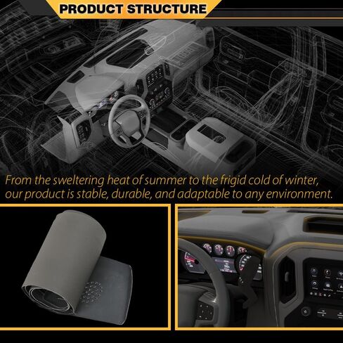 غطاء لوحة القيادة متوافق مع Chevy & GMC C1500 C2500 C3500 K1500 K2500 K3500 1988-1994 Fit Chevy C1500/2500/3500 Suburban/Blazer وGMC Yukon 1992-1994 مادة TPE رمادية in Saudi Arabia