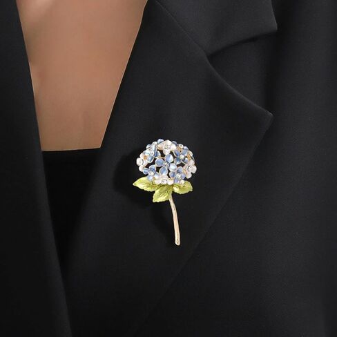Enamel Hydrangea Brooch with - 4 Colors Fashion Flower Pin for Women Vintage Cloisonne Accessories in Saudi Arabia