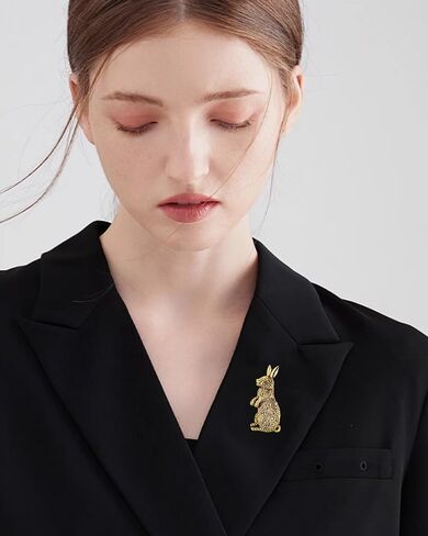Vintage Rabbit Brooch Pin for Women Dainty Bunny Animal Brooches Lapel Pins Gold-Tone Plated Cute Accessories Xmas Graduation Party Easter Jewelry Gift for Daughter Students Clothing Bag Ornament in Saudi Arabia