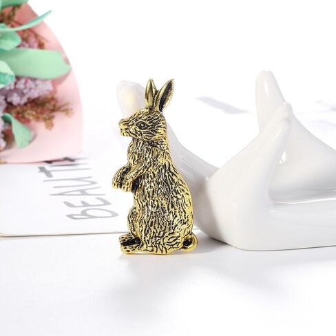 Vintage Rabbit Brooch Pin for Women Dainty Bunny Animal Brooches Lapel Pins Gold-Tone Plated Cute Accessories Xmas Graduation Party Easter Jewelry Gift for Daughter Students Clothing Bag Ornament in Saudi Arabia