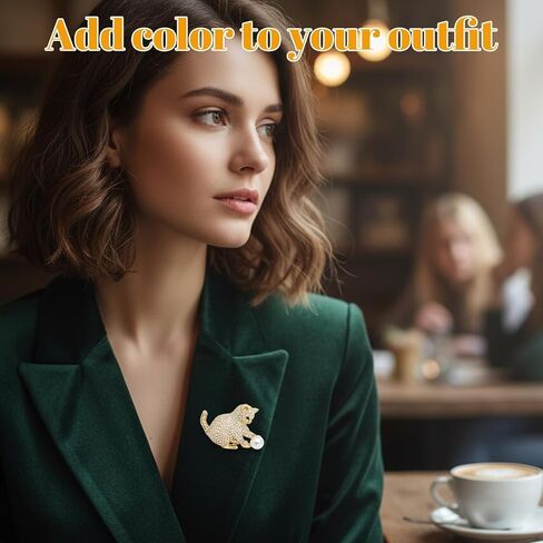 بروش قطة لطيف، دبوس قطة، دبابيس لطيفة، بروش لؤلؤي من حجر الراين، إكسسوار مثالي للحفلات والمناسبات الخاصة in Kuwait