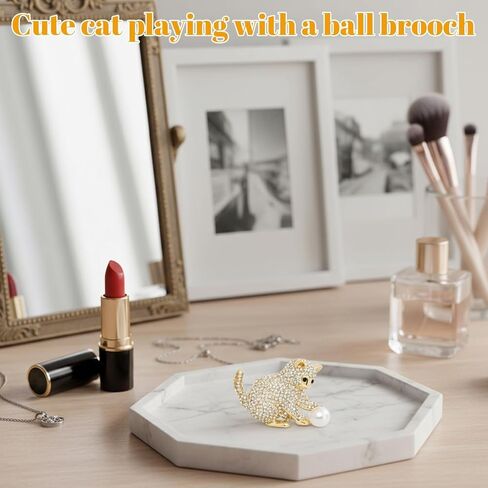 بروش قطة لطيف، دبوس قطة، دبابيس لطيفة، بروش لؤلؤي من حجر الراين، إكسسوار مثالي للحفلات والمناسبات الخاصة in Kuwait