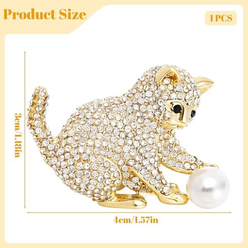 بروش قطة لطيف، دبوس قطة، دبابيس لطيفة، بروش لؤلؤي من حجر الراين، إكسسوار مثالي للحفلات والمناسبات الخاصة in Kuwait