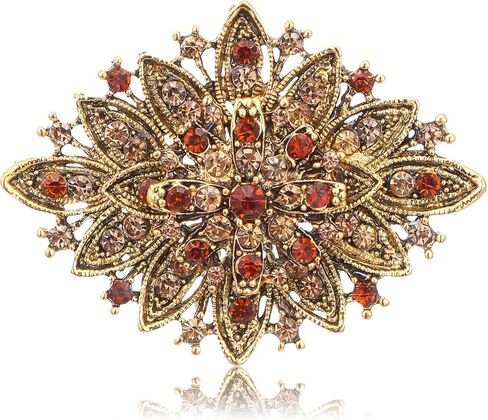 Vintage Art Deco Crystal Brooch, Silver Crystal Brooch Pin for Women Elegant Wedding Bridal Corsage Zinc Alloy Accessory for Dress Sweater Coat Scarf in Saudi Arabia