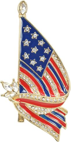 Gyn&Joy Gold Tone Crystal American Flag Brooch Pin USA Patriotic Jewelry BZ026 in Saudi Arabia