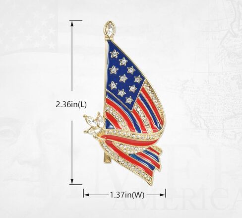 Gyn&Joy Gold Tone Crystal American Flag Brooch Pin USA Patriotic Jewelry BZ026 in Saudi Arabia