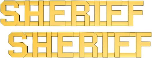 SHERIFF Pin - Pair of gold colored "SHERIFF" pins designed to be worn as collar brass/insignia on a uniform. in Kuwait