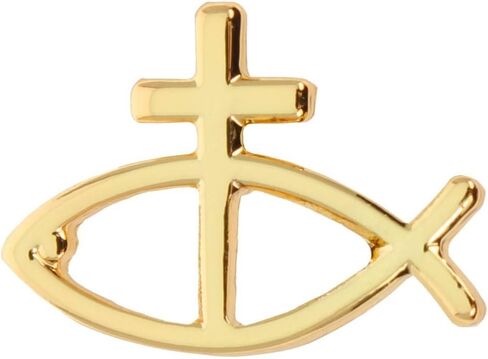 3 Christian Fish & Cross Lapel Pin (Set of 3) Jesus Fish Gold by Sterling Gifts in Kuwait