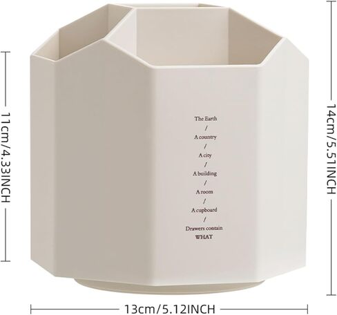 360 Rotating Plastic Desk Pen Organizer with 5 Slots, Dual-Purpose Art Supply Pencil Cup for Office, School, Home (WHITE) in Kuwait