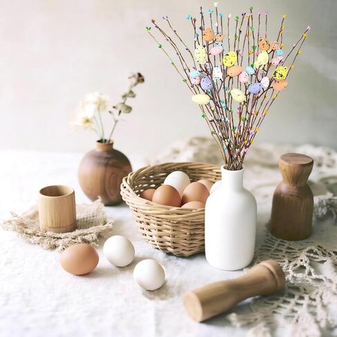 26 قطعة من فروع عيد الفصح الاصطناعية، زينة عيد الفصح، قطع زهور عيد الفصح لديكور المنزل بنفسك، ترتيب مزهرية الربيع، زينة أرنب عيد الفصح للقطعة المركزية للطاولة in Kuwait