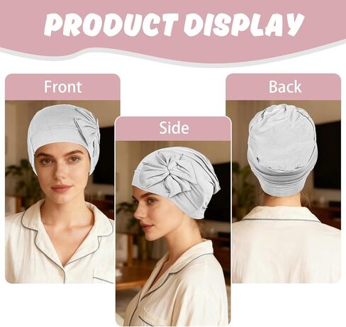 XEPST 4 PCS Chemo Headwear for Women, Flower Design Cancer Hats Soft Turban Beanie Hat Elastic Bonnet Solid Head Coverings Head Wraps Cancer Headwear for Women Patients Chemo Hair Loss Sleep Cap, B in Saudi Arabia