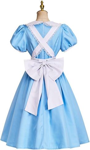 زي VintageCos Alice التنكري الأزرق للخادمة فستان فاخر للأميرة لوليتا مع عصابة شعر للهالوين in Kuwait