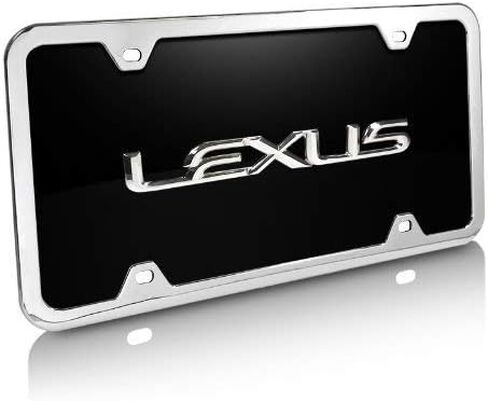Lexus 3D Name Black Acrylic License Plate with Chrome Frame Kit in Saudi Arabia
