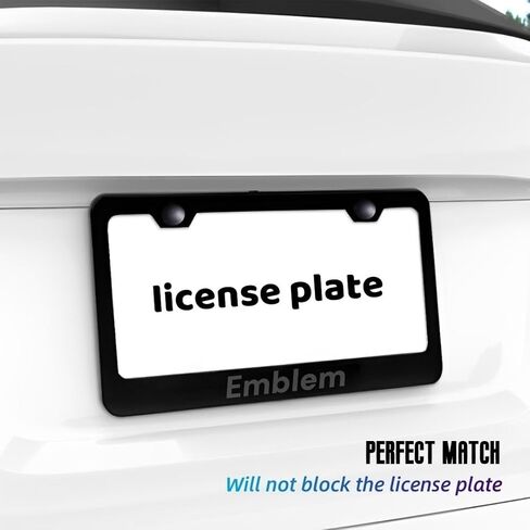 2Pcs Black License Plate Frame car Logo Emblem Compatible with Mini Cooper Aluminum Metal License Plate Covers Screw caps Cover Set (Silver Letters) in Kuwait