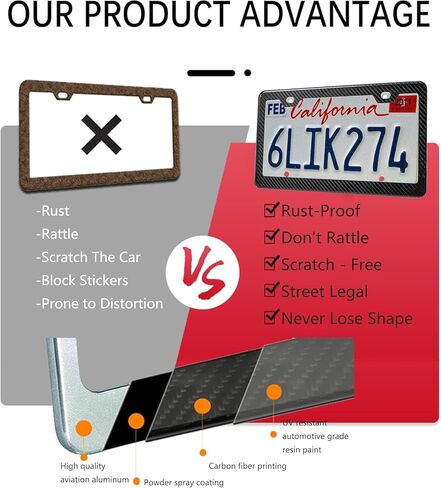 إطارات لوحات ترخيص من ألياف الكربون السوداء الفاخرة للنساء والرجال مع أغطية لولبية، عالمية قانونية للشارع للسيارات والشاحنات، إطارات لوحات ترخيص من ألياف الكربون السوداء رفيعة مقاومة للصدأ للنساء والرجال in Kuwait