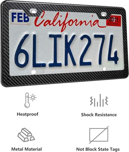 إطارات لوحات ترخيص من ألياف الكربون السوداء الفاخرة للنساء والرجال مع أغطية لولبية، عالمية قانونية للشارع للسيارات والشاحنات، إطارات لوحات ترخيص من ألياف الكربون السوداء رفيعة مقاومة للصدأ للنساء والرجال in Kuwait