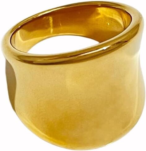 Gold Chunky Rings for Women Statement Wide Metal Round Band Rings Dainty Thumb Knuckle Thick Rings Non Tarnish Vintage Geometric Rings Simple Jewelry Accessories in Kuwait