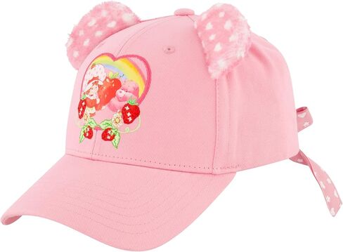 قبعة سائق الشاحنة الفراولة Shortcake and Care Bears، قبعة بيسبول للبالغين من Cheer Bear مع حافة منحنية وأذنين ثلاثية الأبعاد، وردي، مقاس واحد in Saudi Arabia