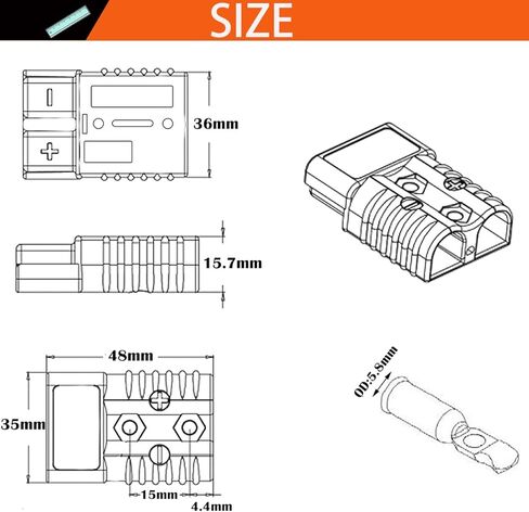 موصل بطارية 50 أمبير، طقم توصيل توصيل سريع للبطارية، يناسب سلك 6-10 AWG، للسيارة، والمنزل المتنقل، والقافلة، والتخييم، والقارب (أزرق) in Kuwait