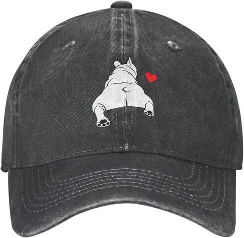 French Bulldog Bottom Vintage Distressed Adjustable Washed Denim Mens Dad Trucker Hat Baseball Ball Cap for Men in Saudi Arabia