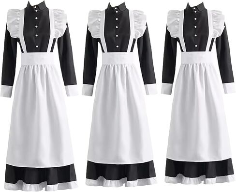 Maid Costume Maid Outfit for Men, Victorian Uniform with Headwear & Stocks, Cosplay Costume for Anime Party, Role Playing in Saudi Arabia