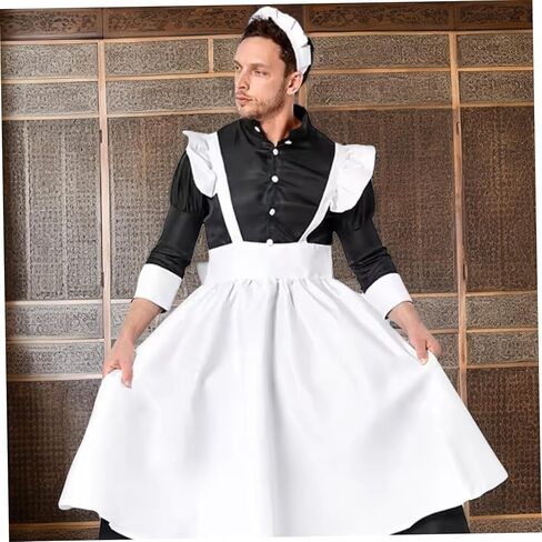 Maid Costume Maid Outfit for Men, Victorian Uniform with Headwear & Stocks, Cosplay Costume for Anime Party, Role Playing in Saudi Arabia