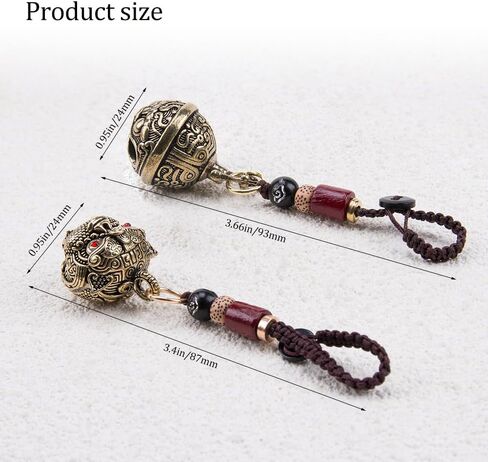 2Pcs Brass Lucky Keychains for Women Decorative Hanging Bells Key Chain Vintage Auspicious Jingle Bell Keyring Pendant for Car Keys Backpack Good Luck Charms in Saudi Arabia
