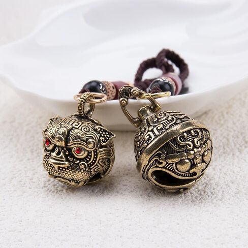 2Pcs Brass Lucky Keychains for Women Decorative Hanging Bells Key Chain Vintage Auspicious Jingle Bell Keyring Pendant for Car Keys Backpack Good Luck Charms in Saudi Arabia