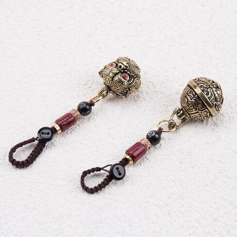 2Pcs Brass Lucky Keychains for Women Decorative Hanging Bells Key Chain Vintage Auspicious Jingle Bell Keyring Pendant for Car Keys Backpack Good Luck Charms in Saudi Arabia