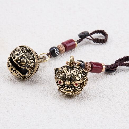2Pcs Brass Lucky Keychains for Women Decorative Hanging Bells Key Chain Vintage Auspicious Jingle Bell Keyring Pendant for Car Keys Backpack Good Luck Charms in Saudi Arabia