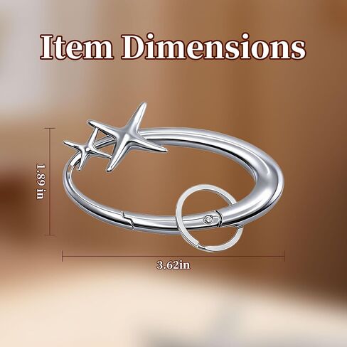 سلسلة مفاتيح على شكل نجمة - حلقة مفاتيح بمشبك على شكل نجمة من الكروم اللامع Y2K للمفاتيح والحقائب والمحفظة وحقيبة الظهر in Kuwait