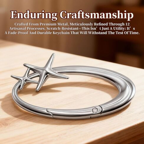 سلسلة مفاتيح على شكل نجمة - حلقة مفاتيح بمشبك على شكل نجمة من الكروم اللامع Y2K للمفاتيح والحقائب والمحفظة وحقيبة الظهر in Kuwait