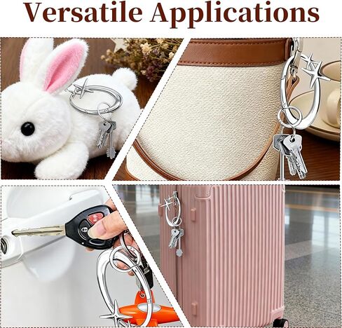 سلسلة مفاتيح على شكل نجمة - حلقة مفاتيح بمشبك على شكل نجمة من الكروم اللامع Y2K للمفاتيح والحقائب والمحفظة وحقيبة الظهر in Kuwait