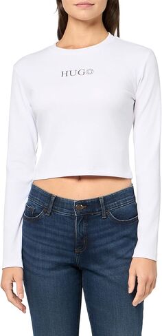 HUGO Women's Tonal Logo Long Sleeve Jersey Shirt in Saudi Arabia