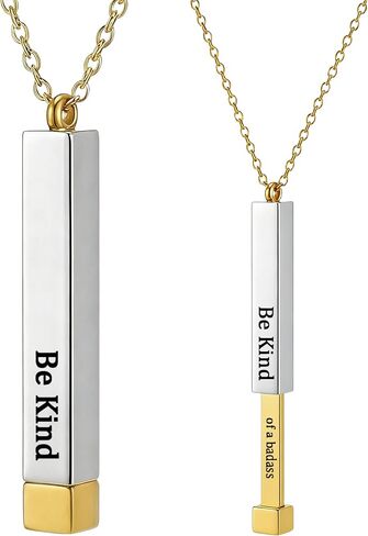 قلادات Be Kind Of A B، قلادة أنابيب مربعة مع رسالة مخفية سوار من الفولاذ المقاوم للصدأ الصداقة لأفضل الأصدقاء نادي نسائي الأخوات مجوهرات هدية ملهمة للنساء in Kuwait