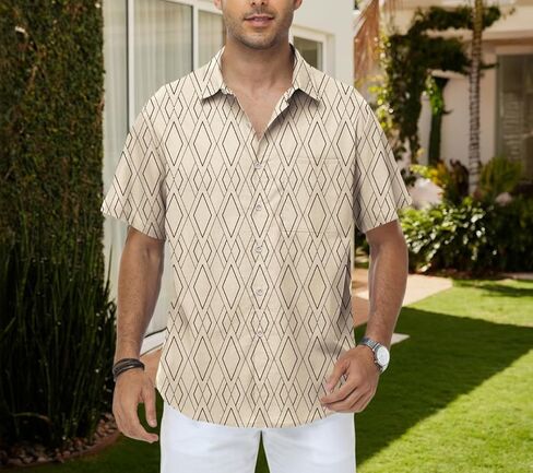 Hawaiian Shirts for Men Short Sleeve Casual Button Down Shirt Tropical Summer Beach Resort Wear in Saudi Arabia