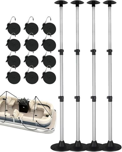 OCEANBROAD غطاء القارب دعم القطب قابل للتعديل تصغير القطب الألومنيوم مع الأشرطة، لقارب V هال قارب جون قارب عائم، 1 حزمة in Kuwait