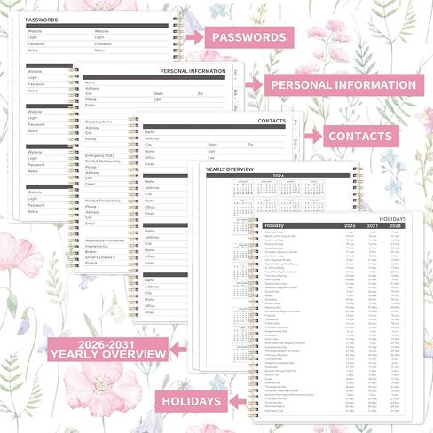 2026-2031 Monthly Planner/Calendar - 5 Year Planner 2026-2031, Jul. 2026 - Jun. 2031, 9'' x 11'', with Coated Tabs, Inner Pocket in Kuwait