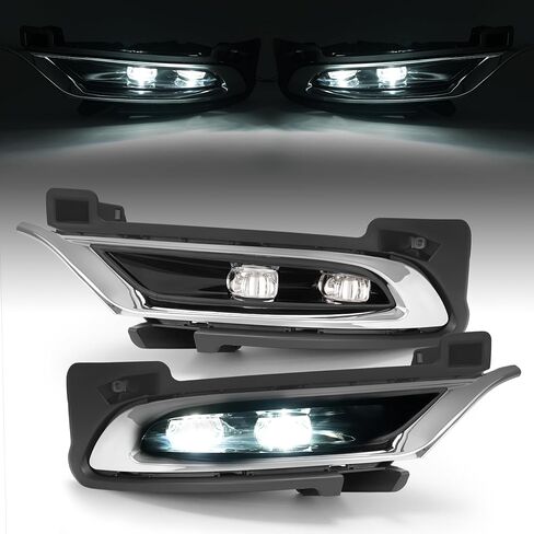 HECASA زوج LED ضوء الضباب والحافة والقولبة متوافق مع 2015-2024 كرايسلر 300 بديل لـ CH2592154 CH2593154 CH1038172 CH1039172 مجموعة مصابيح الضباب عدسة واضحة سائق الإسكان الأسود وجانب الركاب in Saudi Arabia