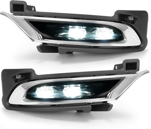 HECASA زوج LED ضوء الضباب والحافة والقولبة متوافق مع 2015-2024 كرايسلر 300 بديل لـ CH2592154 CH2593154 CH1038172 CH1039172 مجموعة مصابيح الضباب عدسة واضحة سائق الإسكان الأسود وجانب الركاب in Saudi Arabia