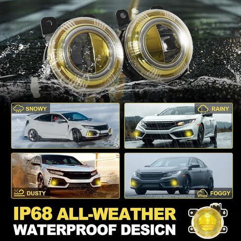 LED Fog Lights w/Yellow Lens for Honda Civic Sedan 2016-2025 CR-V, Accord, Odyssey, Acura in Saudi Arabia