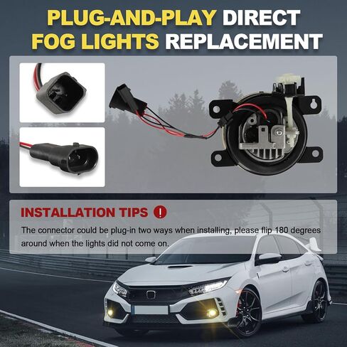 LED Fog Lights w/Yellow Lens for Honda Civic Sedan 2016-2025 CR-V, Accord, Odyssey, Acura in Saudi Arabia