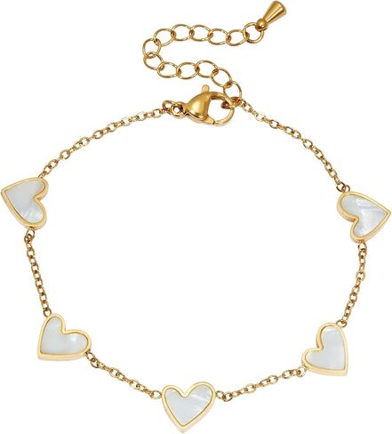 Palm Beach Jewelry Mother of Pearl Gold Ion-Plated Stainless Steel Heart Bracelet 7 to 9-inch in Saudi Arabia