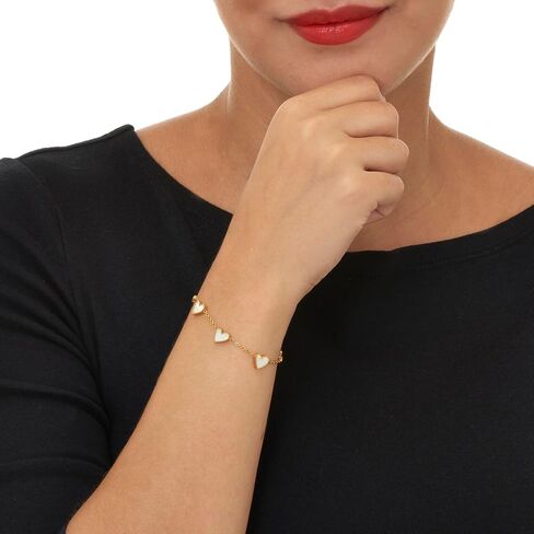 Palm Beach Jewelry Mother of Pearl Gold Ion-Plated Stainless Steel Heart Bracelet 7 to 9-inch in Saudi Arabia