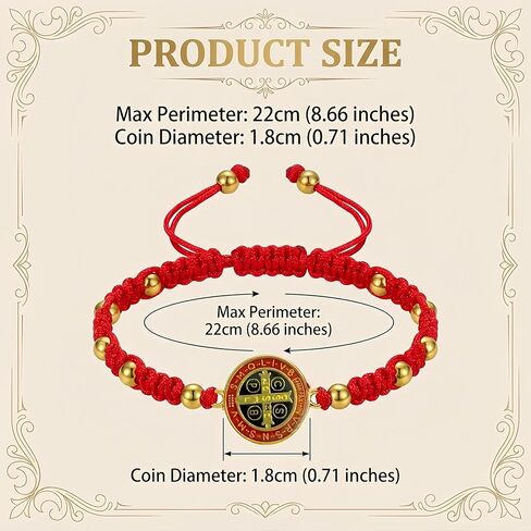 2 Pack St Benedict Bracelet Red String for Protection - Adjustable San Benito Medal Rosary Bracelets for Men Women - Catholic Religious Knot Prayer Beads Gift for Confirmation Faith & Good Luck Charm in Kuwait