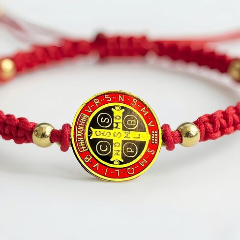 2 Pack St Benedict Bracelet Red String for Protection - Adjustable San Benito Medal Rosary Bracelets for Men Women - Catholic Religious Knot Prayer Beads Gift for Confirmation Faith & Good Luck Charm in Kuwait