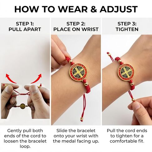 2 Pack St Benedict Bracelet Red String for Protection - Adjustable San Benito Medal Rosary Bracelets for Men Women - Catholic Religious Knot Prayer Beads Gift for Confirmation Faith & Good Luck Charm in Kuwait