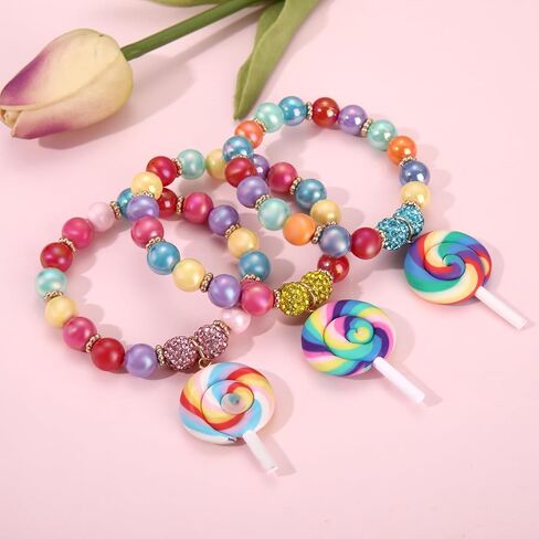 nvenf 3pcs سوار الحلوى للنساء الملونة مصاصة أساور kawaii مطرز تمتد أساور عيد الهالوين عيد الميلاد الحلوى زي الملحقات حفلة عيد ميلاد تفضل in Saudi Arabia